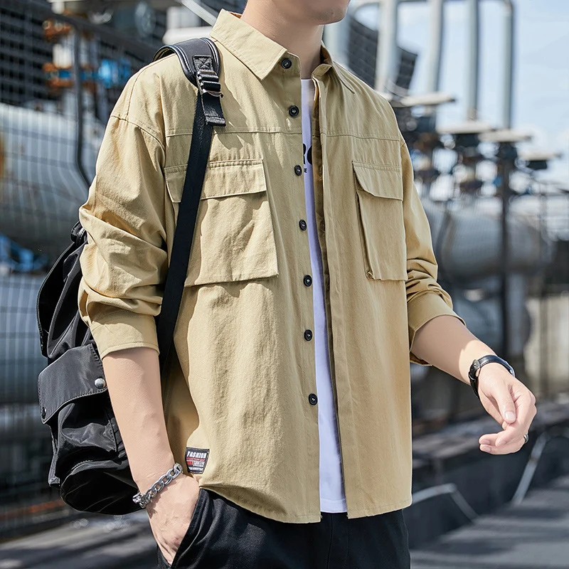 Herren Overshirt-Fieldjacke mit Utility-Brustklappen und lockerem Schnitt Nord Taschen