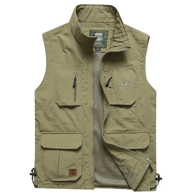 Herren Outdoor-Utility-Weste mit Mehrfach-Taschen, Reißverschluss und Mesh-Futter Nord Taschen