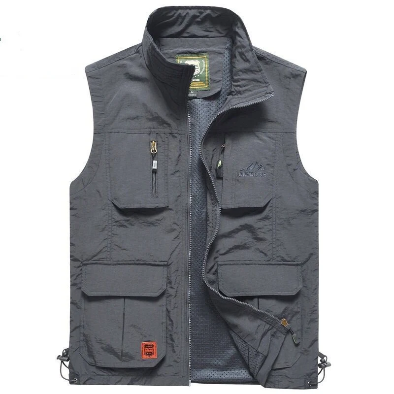 Herren Outdoor-Utility-Weste mit Mehrfach-Taschen, Reißverschluss und Mesh-Futter Nord Taschen
