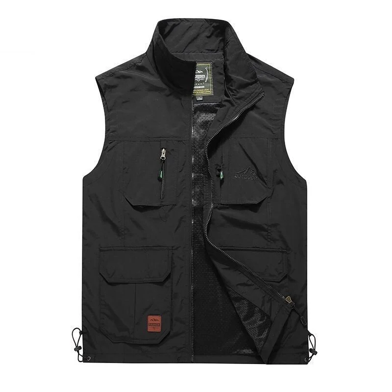 Herren Outdoor-Utility-Weste mit Mehrfach-Taschen, Reißverschluss und Mesh-Futter Nord Taschen