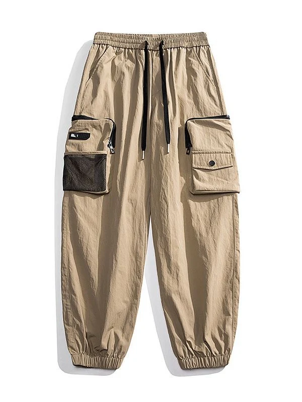 Herren Nylon Utility Cargohose mit elastischem Bund, verstellbarem Gürtel und Pattentaschen Nord Taschen