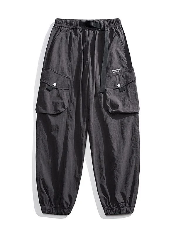 Herren Nylon Utility Cargohose mit elastischem Bund, verstellbarem Gürtel und Pattentaschen Nord Taschen