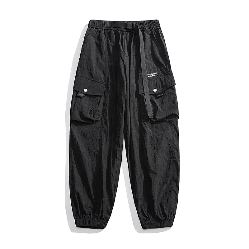 Herren Nylon Utility Cargohose mit elastischem Bund, verstellbarem Gürtel und Pattentaschen Nord Taschen