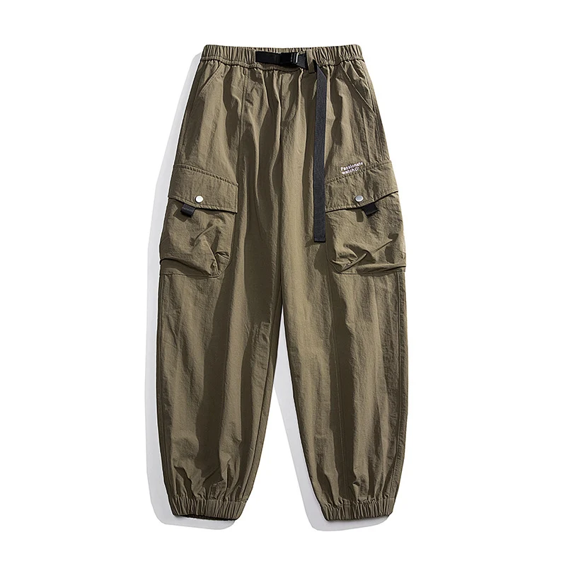 Herren Nylon Utility Cargohose mit elastischem Bund, verstellbarem Gürtel und Pattentaschen Nord Taschen