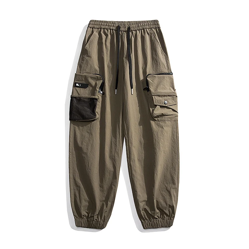 Herren Nylon Utility Cargohose mit elastischem Bund, verstellbarem Gürtel und Pattentaschen Nord Taschen