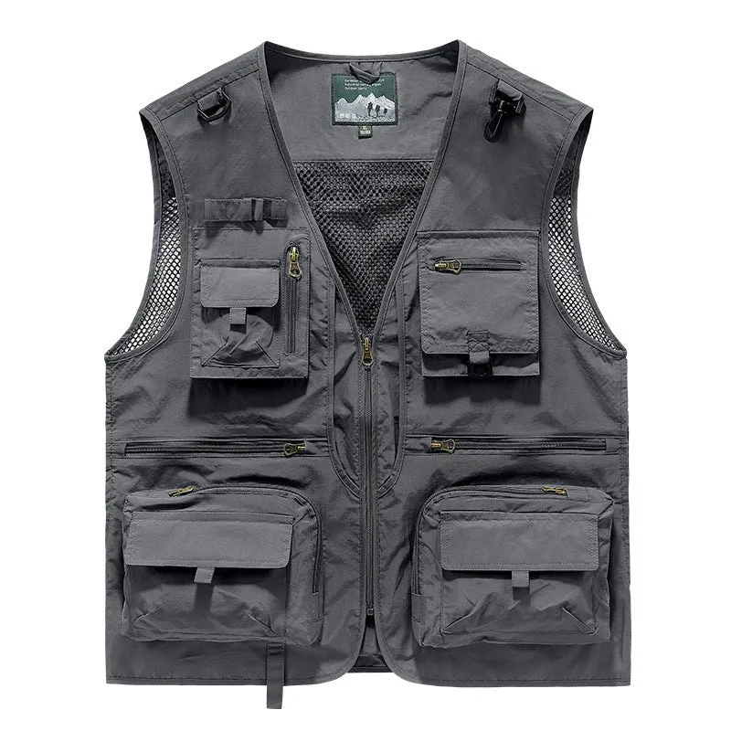 Herren multitaschige Angler-Utility‑Weste mit Netzrücken und Reißverschluss Nord Taschen