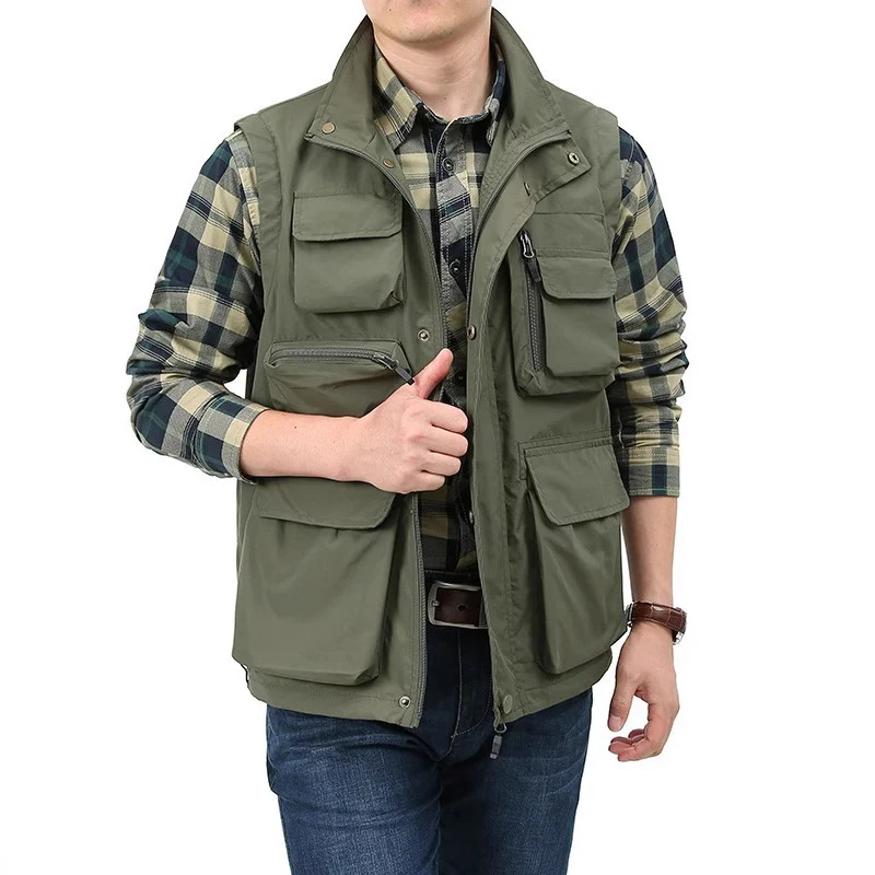 Herren Multitaschen Utility‑Weste mit hohem Stehkragen und praktischem Reißverschluss Nord Taschen