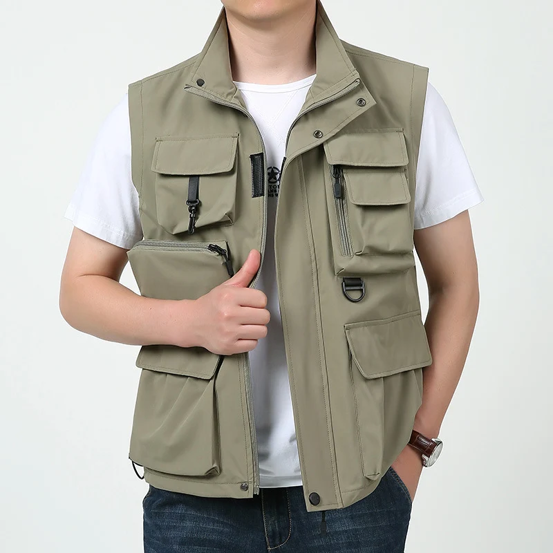 Herren Multitaschen-Outdoorweste mit D-Ring, Reißverschlusstaschen und abnehmbarem Taschenmodul Nord Taschen