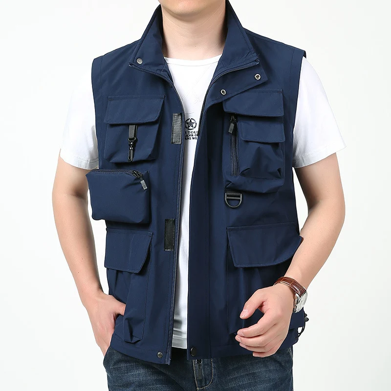 Herren Multitaschen-Outdoorweste mit D-Ring, Reißverschlusstaschen und abnehmbarem Taschenmodul Nord Taschen