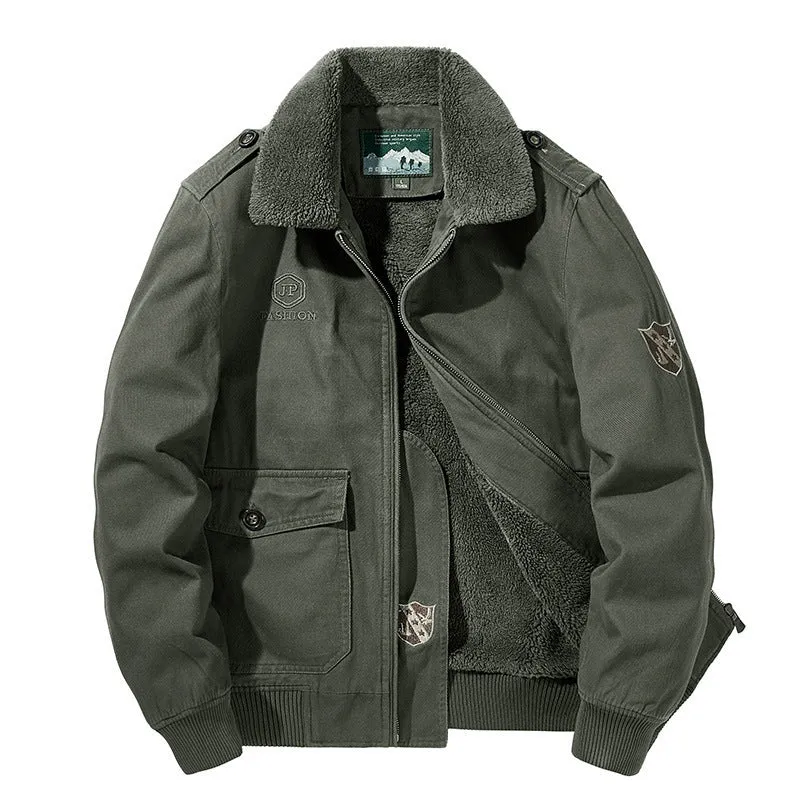 Herren Multifunktions-Pilotenjacke mit Sherpa-Futter, gesteppter Innenlage und aufgesetzten Pattentaschen Nord Taschen