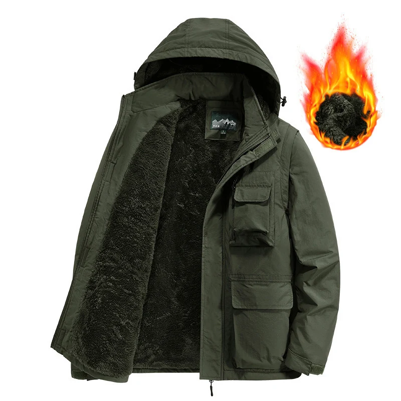Herren Multifunktionaler Fleece-gefütterter Fieldparka mit Kapuze und Mehrfach-Taschen Nord Taschen