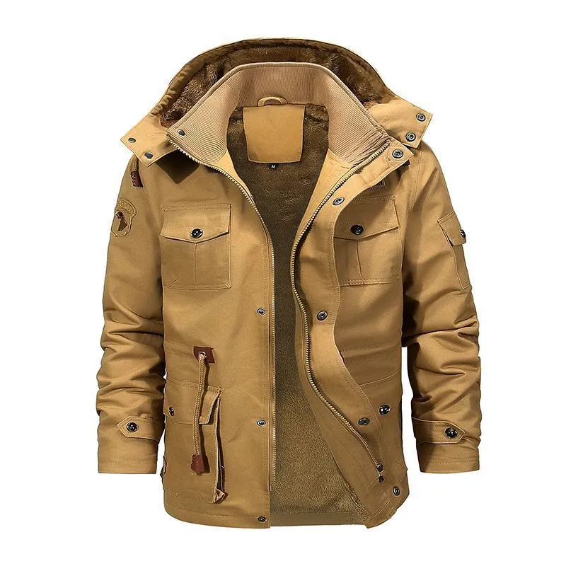 Herren Multifunktionaler Canvas-Zwischenlagenparka mit Teddyfleece-Innenlage und Utility-Taschen Nord Taschen