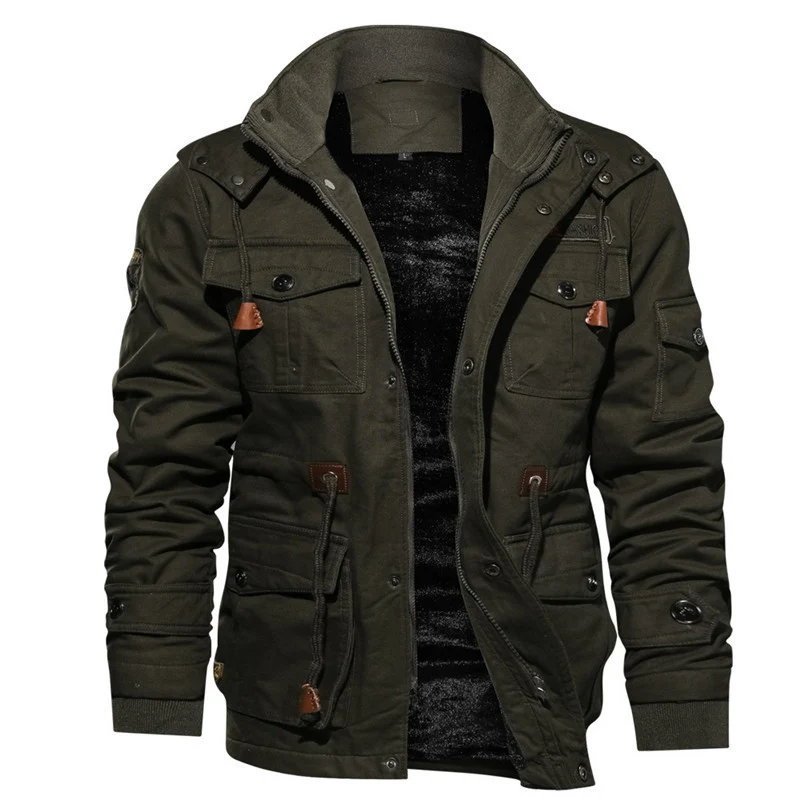 Herren Multifunktionaler Canvas-Zwischenlagenparka mit Teddyfleece-Innenlage und Utility-Taschen Nord Taschen