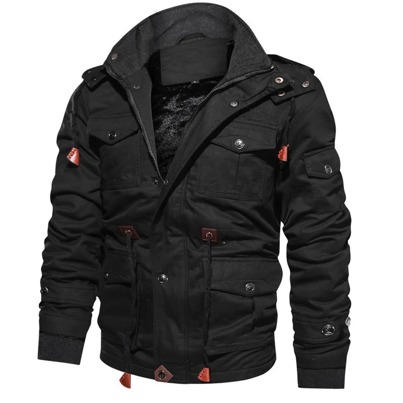 Herren Multifunktionaler Canvas-Zwischenlagenparka mit Teddyfleece-Innenlage und Utility-Taschen Nord Taschen