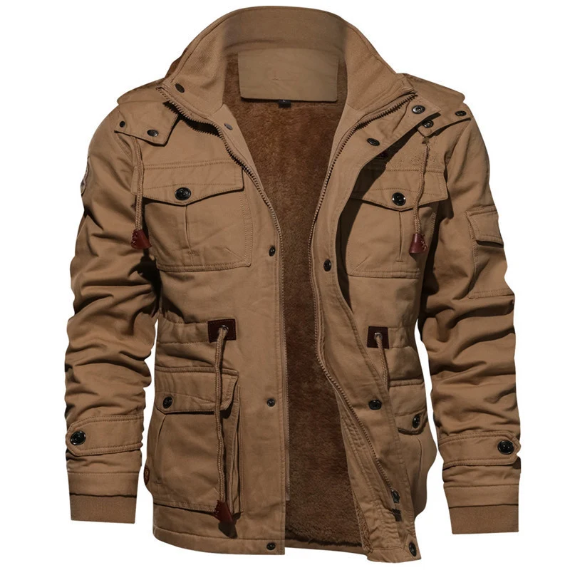 Herren Multifunktionaler Canvas-Zwischenlagenparka mit Teddyfleece-Innenlage und Utility-Taschen Nord Taschen