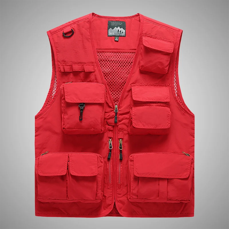 Herren Multifunktionale Utility-Weste mit Mehrfach-Taschen, Mesh‑Futter und Reißverschlussfront Nord Taschen