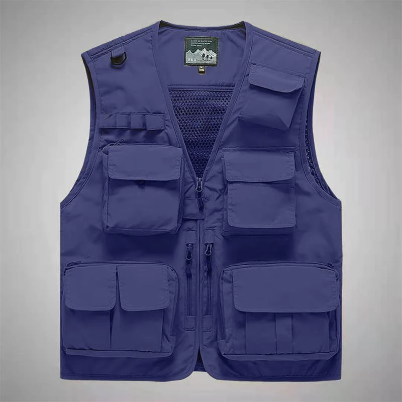 Herren Multifunktionale Utility-Weste mit Mehrfach-Taschen, Mesh‑Futter und Reißverschlussfront Nord Taschen