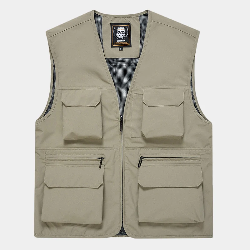 Herren Multifunktionale Utility‑Weste aus technischem Canvas mit Mesh‑Futter und Frontreißverschluss Nord Taschen