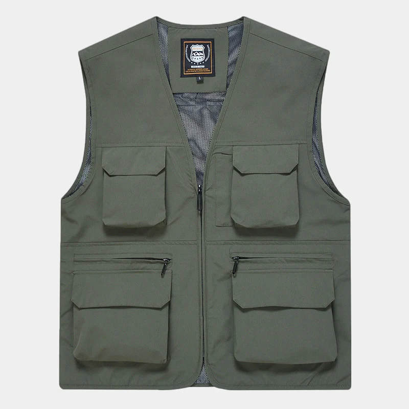 Herren Multifunktionale Utility‑Weste aus technischem Canvas mit Mesh‑Futter und Frontreißverschluss Nord Taschen