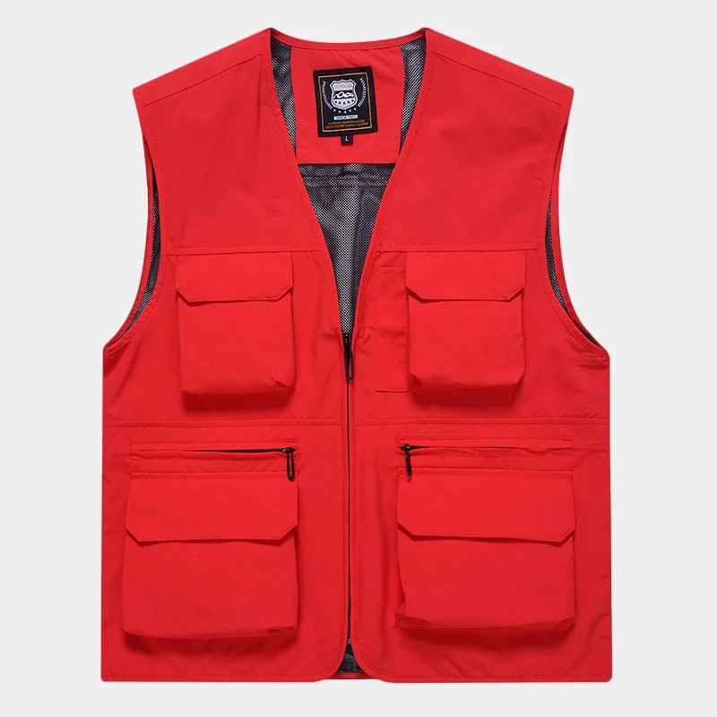 Herren Multifunktionale Utility‑Weste aus technischem Canvas mit Mesh‑Futter und Frontreißverschluss Nord Taschen