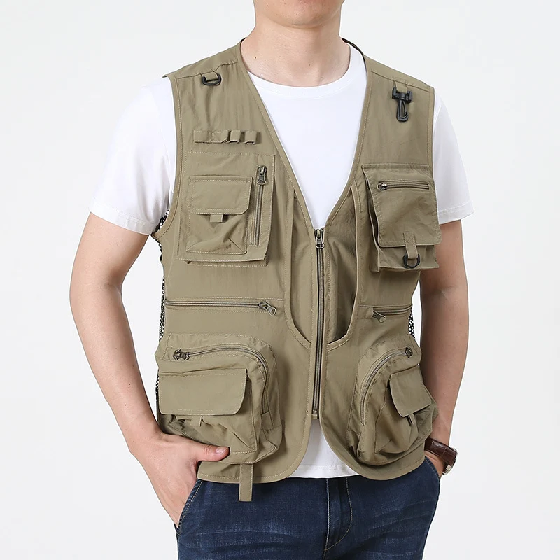Herren Multifunktionale Utility-Anglerweste mit zahlreichen Reißverschluss- und Pattentaschen Nord Taschen
