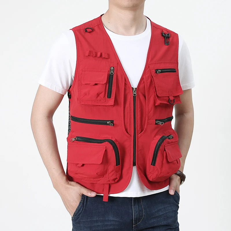 Herren Multifunktionale Utility-Anglerweste mit zahlreichen Reißverschluss- und Pattentaschen Nord Taschen