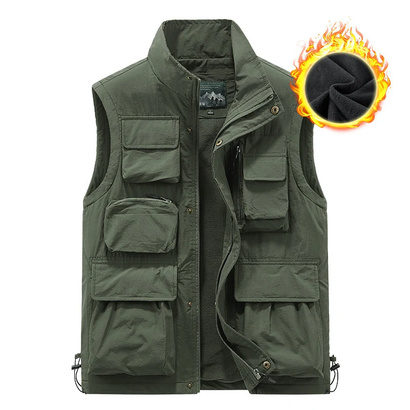 Herren multifunktionale Outdoorweste mit Teddyfleece-Innenfutter und zahlreichen Taschen Nord Taschen