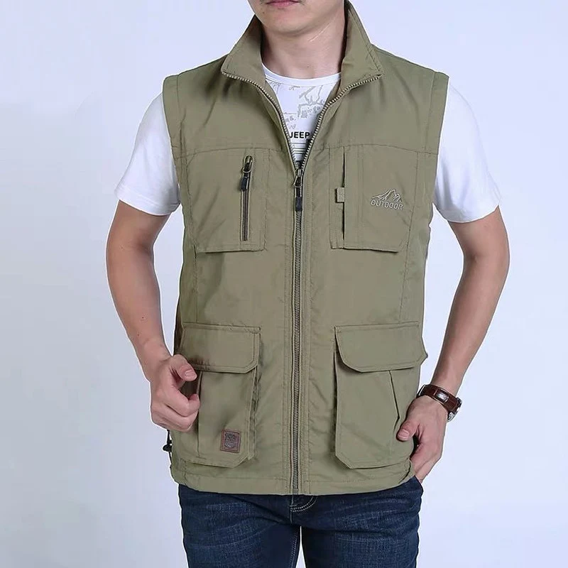 Herren Multifunktionale Outdoor‑Weste mit Mesh‑Futter, Reißverschluss‑Taschen und verstellbarem Saum Nord Taschen