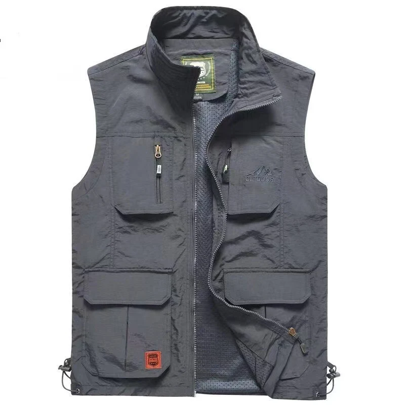 Herren Multifunktionale Outdoor‑Weste mit Mesh‑Futter, Reißverschluss‑Taschen und verstellbarem Saum Nord Taschen