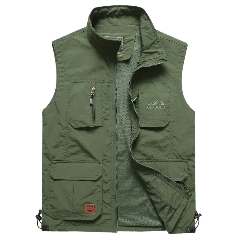 Herren Multifunktionale Outdoor‑Weste mit Mesh‑Futter, Reißverschluss‑Taschen und verstellbarem Saum Nord Taschen