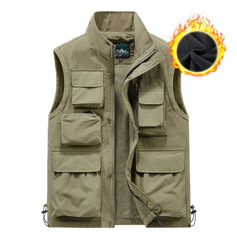 Herren Multifunktionale Outdoor-Utility-Weste mit fleecegefütterter Thermo-Innenlage und Mehrfachtaschen Nord Taschen