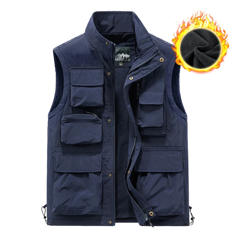 Herren Multifunktionale Outdoor-Utility-Weste mit fleecegefütterter Thermo-Innenlage und Mehrfachtaschen Nord Taschen