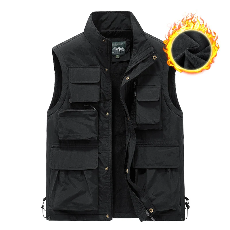 Herren Multifunktionale Outdoor-Utility-Weste mit fleecegefütterter Thermo-Innenlage und Mehrfachtaschen Nord Taschen