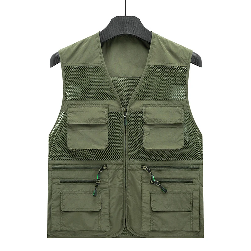 Herren Multifunktionale Mesh-Utility-Weste mit Reißverschluss und Mehrfach-Taschen Nord Taschen