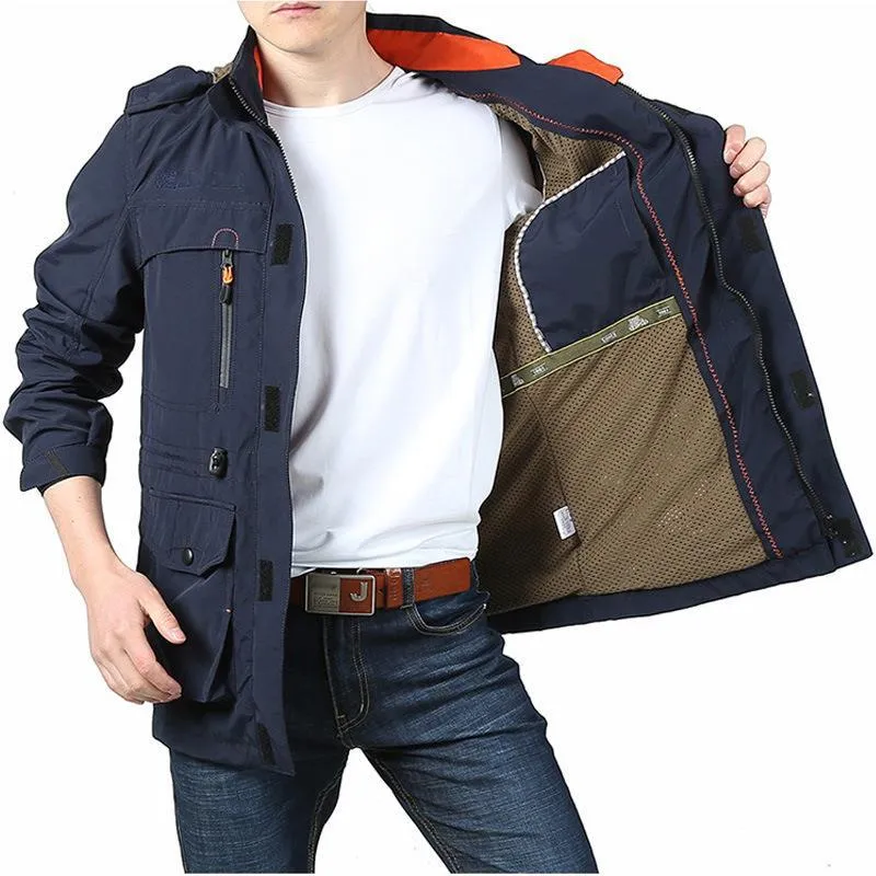 Herren Multifunktionale Fieldjacke im Utility‑Design mit Kapuze und Mehrfachtaschen Nord Taschen