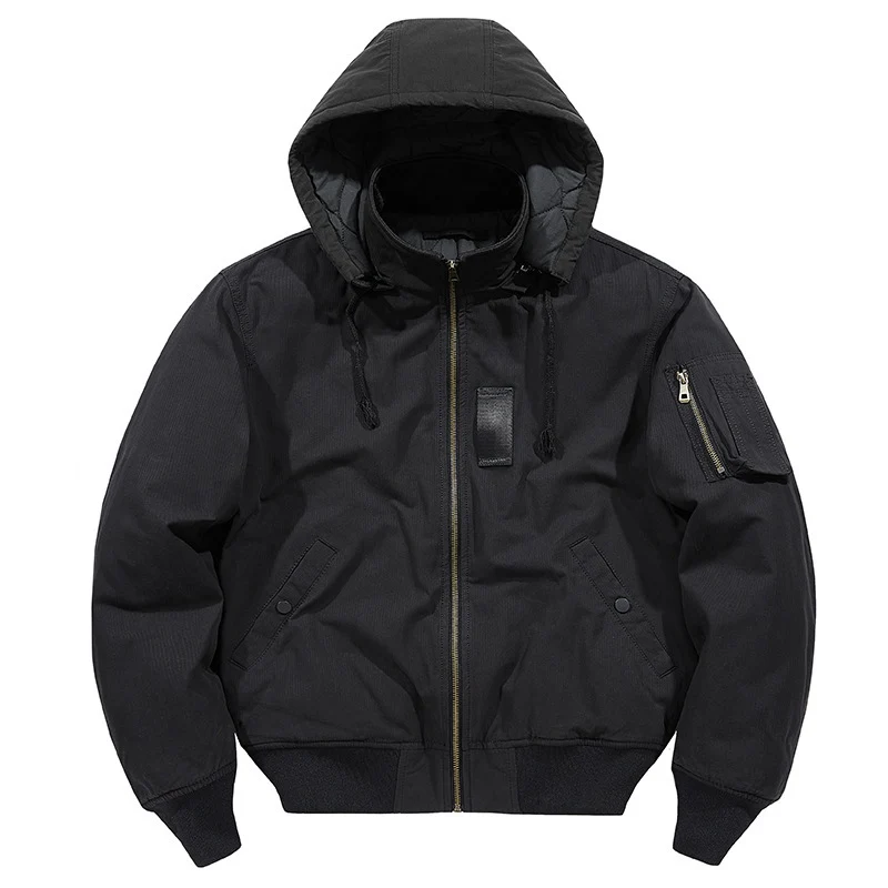 Herren multifunktionale Feldjacke im Bomberstil mit Kapuze und Ärmel-Tasche Nord Taschen