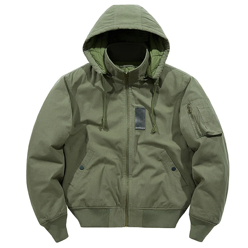 Herren multifunktionale Feldjacke im Bomberstil mit Kapuze und Ärmel-Tasche Nord Taschen