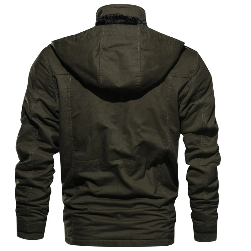 Herren Multifunktionale Canvas-Fieldjacke mit Teddyfleece-Innenlage, Kapuze und Utility-Taschen Nord Taschen