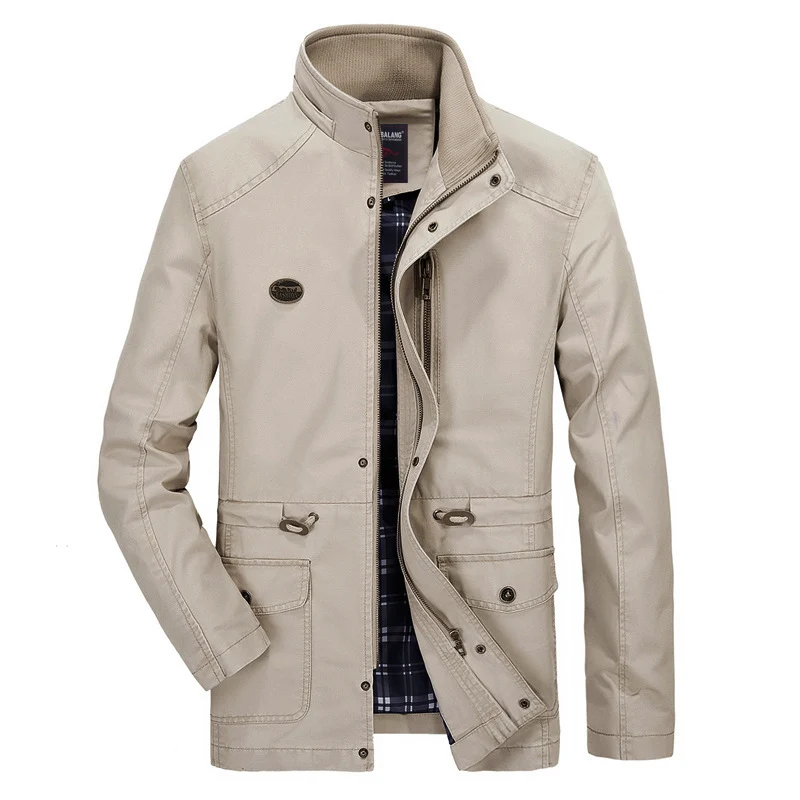 Herren mittellanger Parka mit Kapuze, kariertem Innenfutter und Taillenkordel Nord Taschen