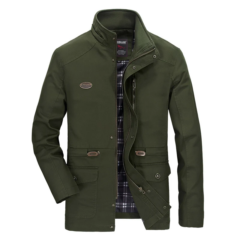 Herren mittellanger Parka mit Kapuze, kariertem Innenfutter und Taillenkordel Nord Taschen