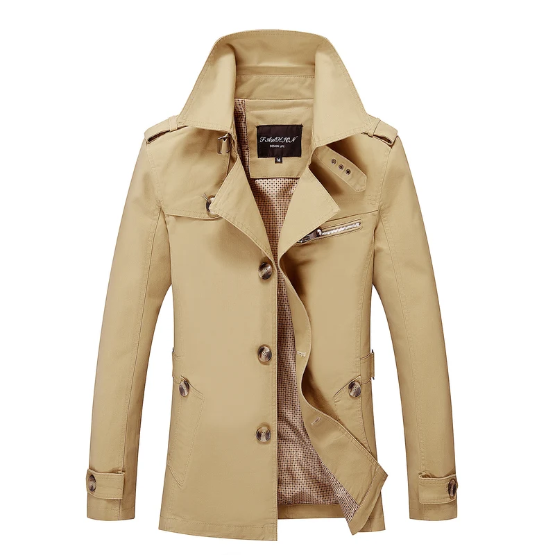 Herren mittellanger Canvas-Fieldparka mit Stehkragen Schulterepauletten und Utility-Taschen Nord Taschen