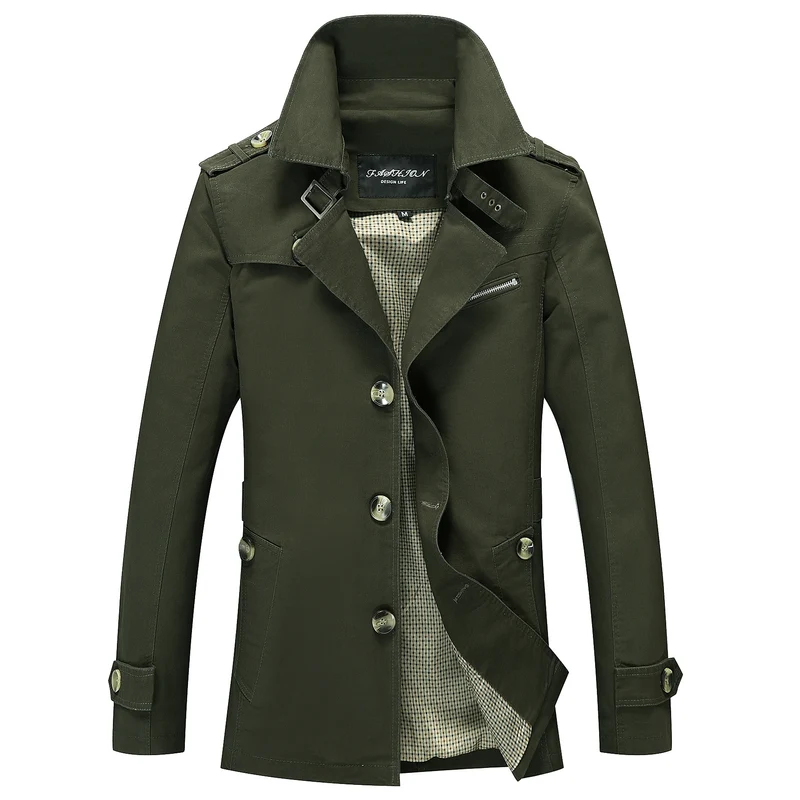 Herren mittellanger Canvas-Fieldparka mit Stehkragen Schulterepauletten und Utility-Taschen Nord Taschen