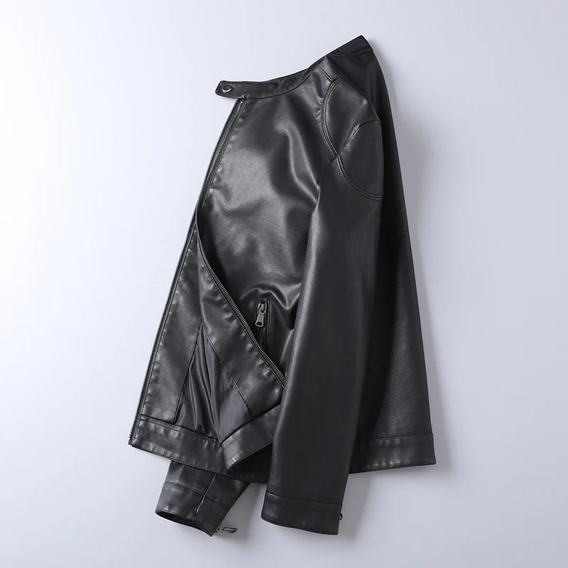 Herren Minimalistisches Kunstleder-Blouson mit Stehkragen und seitlichen Reißverschlusstaschen Nord Taschen