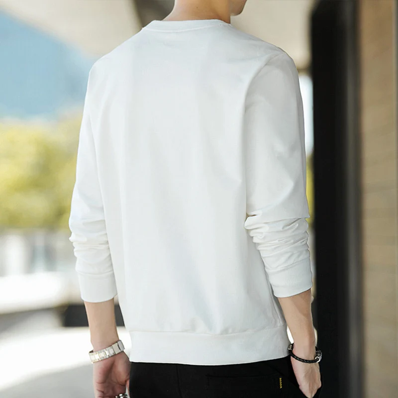 Herren Minimalistisches Baumwoll-Sweatshirt mit Rundhals und gerippten Bündchen Nord Taschen