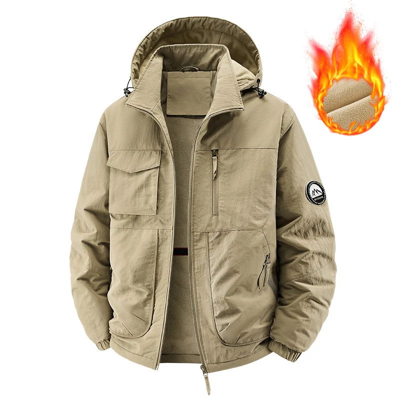 Herren Gefütterte Outdoorjacke mit Fleece-Innenfutter und multifunktionalen Utility-Taschen Nord Taschen