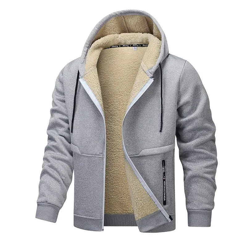 Herren Gefütterte Kapuzenjacke mit Teddyfutter, durchgehendem Reißverschluss und Eingriffstaschen Nord Taschen