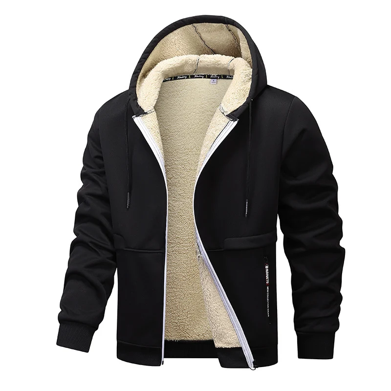 Herren Gefütterte Kapuzenjacke mit Teddyfutter, durchgehendem Reißverschluss und Eingriffstaschen Nord Taschen