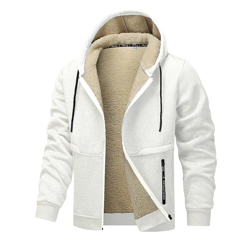 Herren Gefütterte Kapuzenjacke mit Teddyfutter, durchgehendem Reißverschluss und Eingriffstaschen Nord Taschen