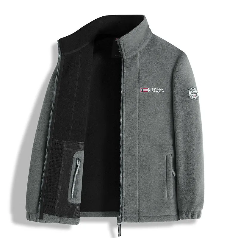 Herren Fleecejacke mit Microfleece-Innenfutter, Stehkragen und Zwei-Wege-Reißverschluss Nord Taschen