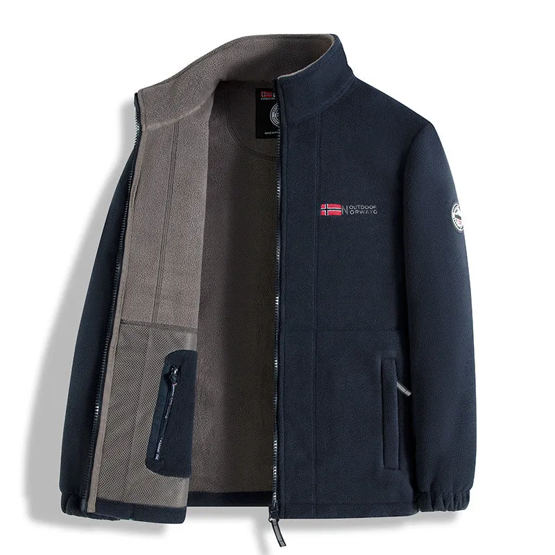 Herren Fleecejacke mit Microfleece-Innenfutter, Stehkragen und Zwei-Wege-Reißverschluss Nord Taschen